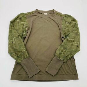 Anthropologie | Olive Green Patterned Long Sleeve Top | Size large